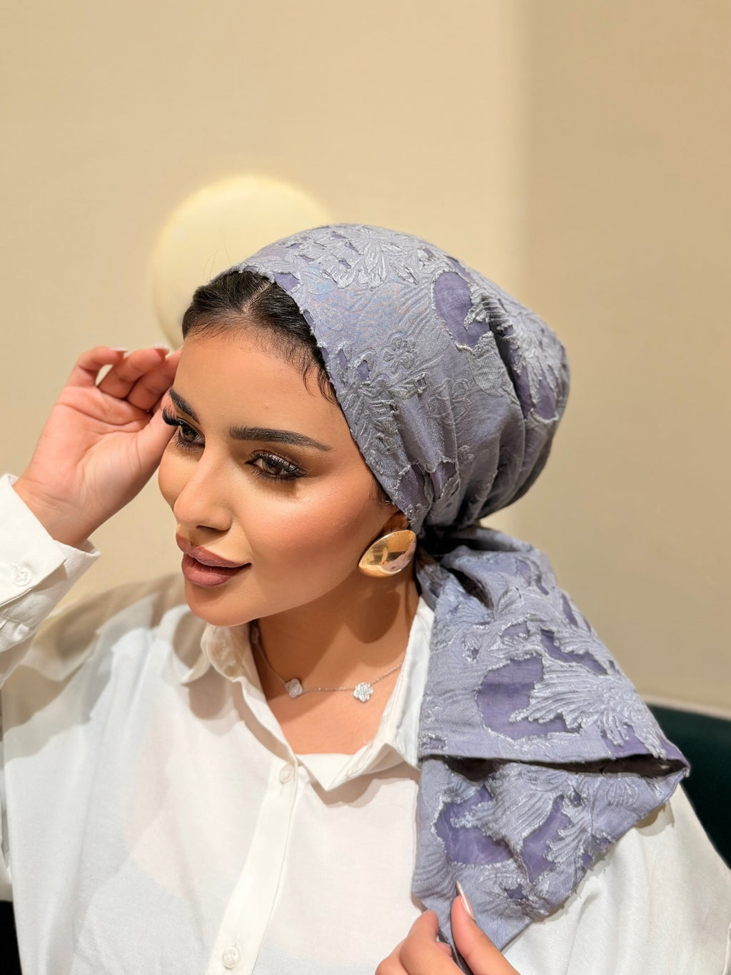 Floral Jacquard Turban — Blue