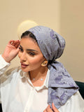 Floral Jacquard Turban — Blue