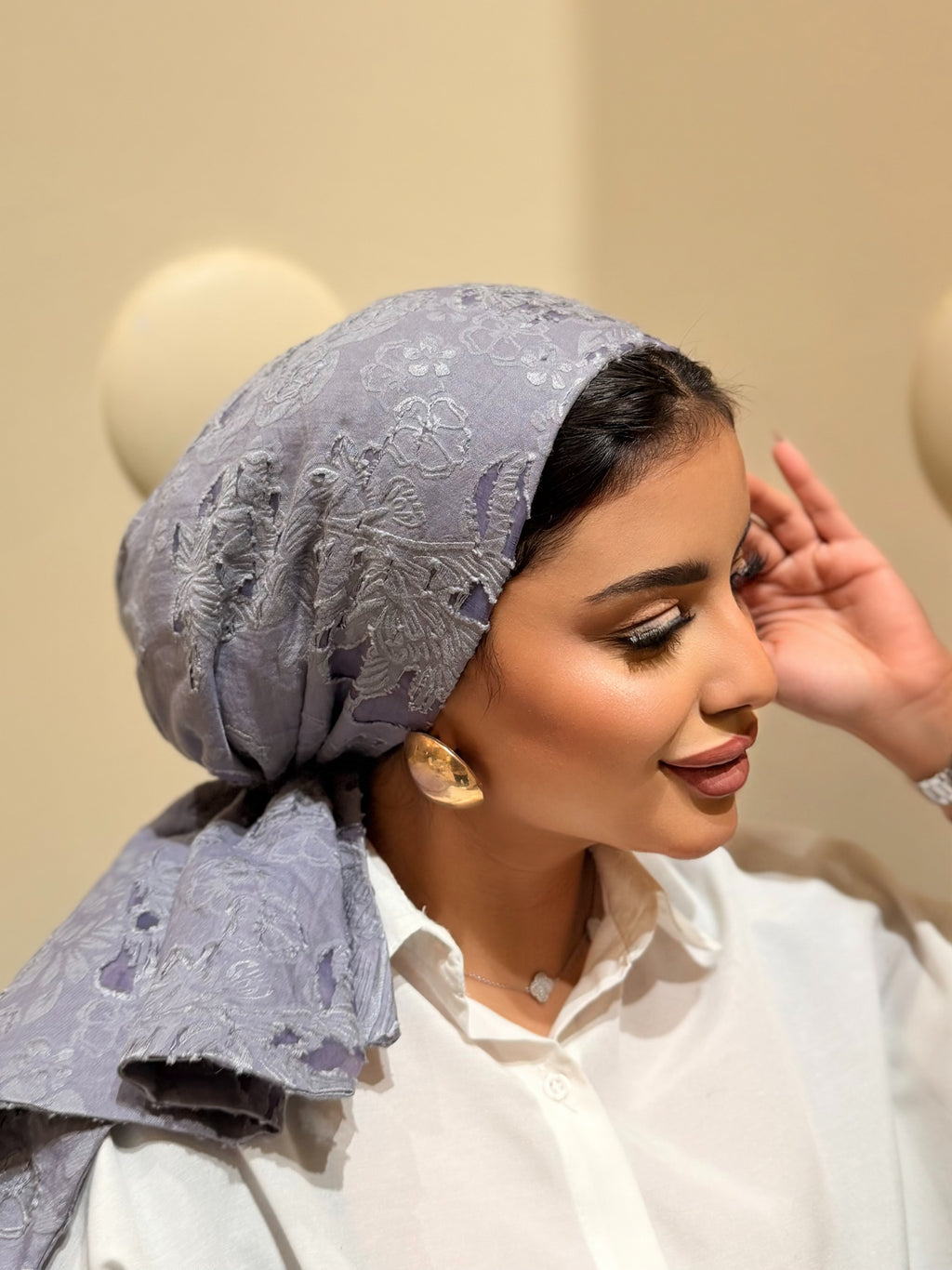 Floral Jacquard Turban — Blue