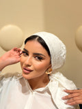 Floral Jacquard Turban — White