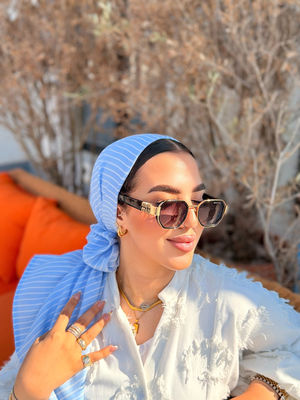 Striped Turban – Blue & White