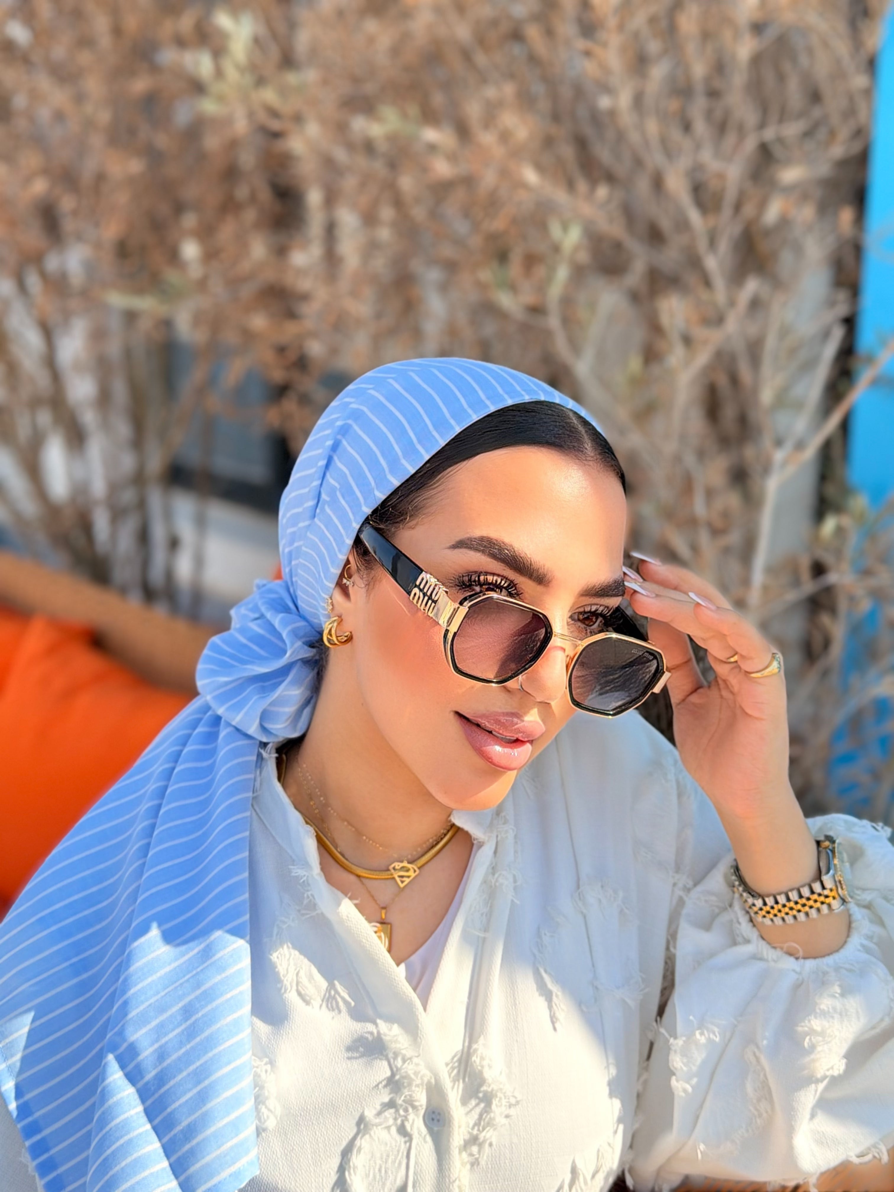 Striped Turban – Blue & White