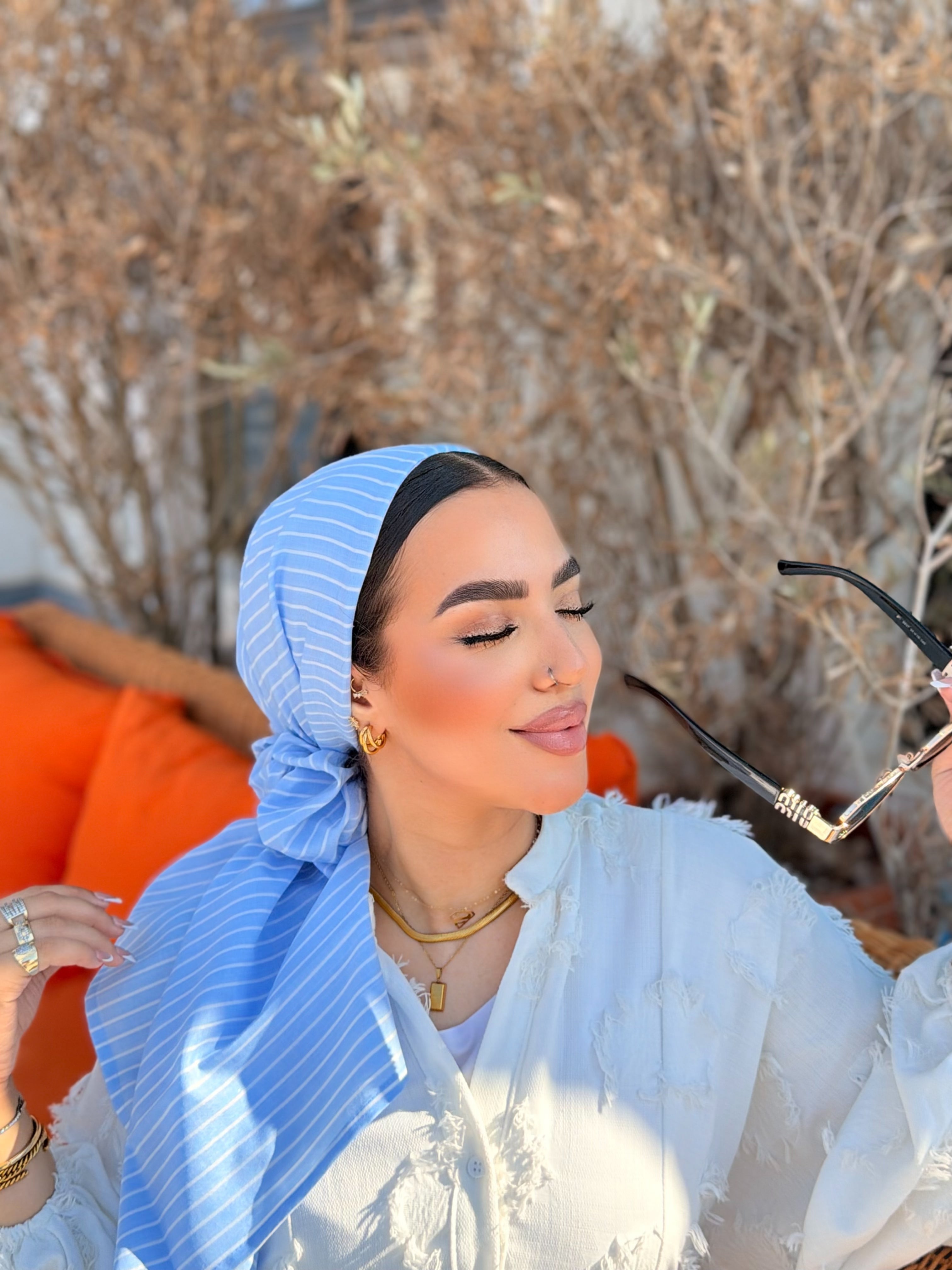 Striped Turban – Blue & White