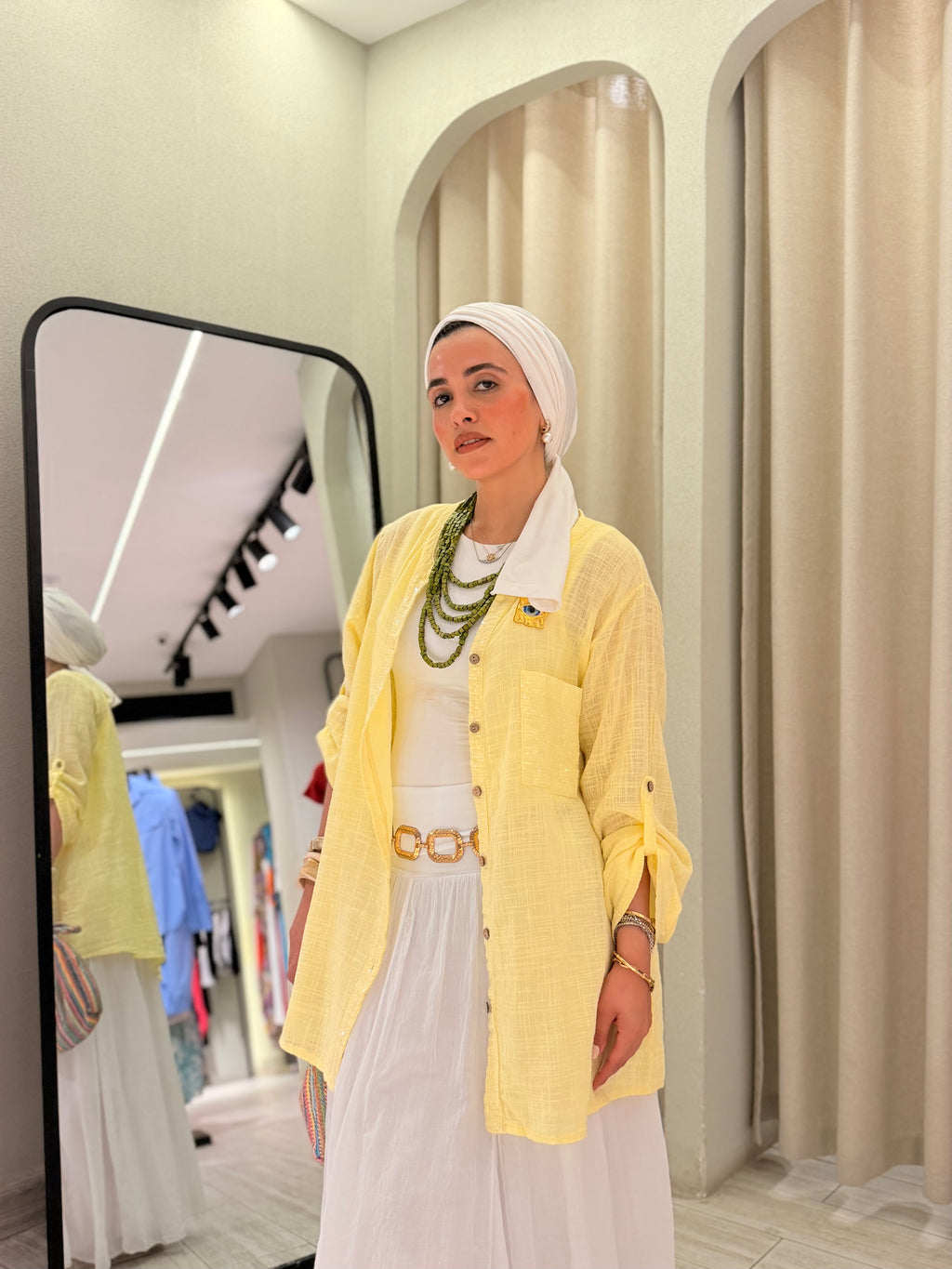 Oversized Textured Shirt – Butter Yellow