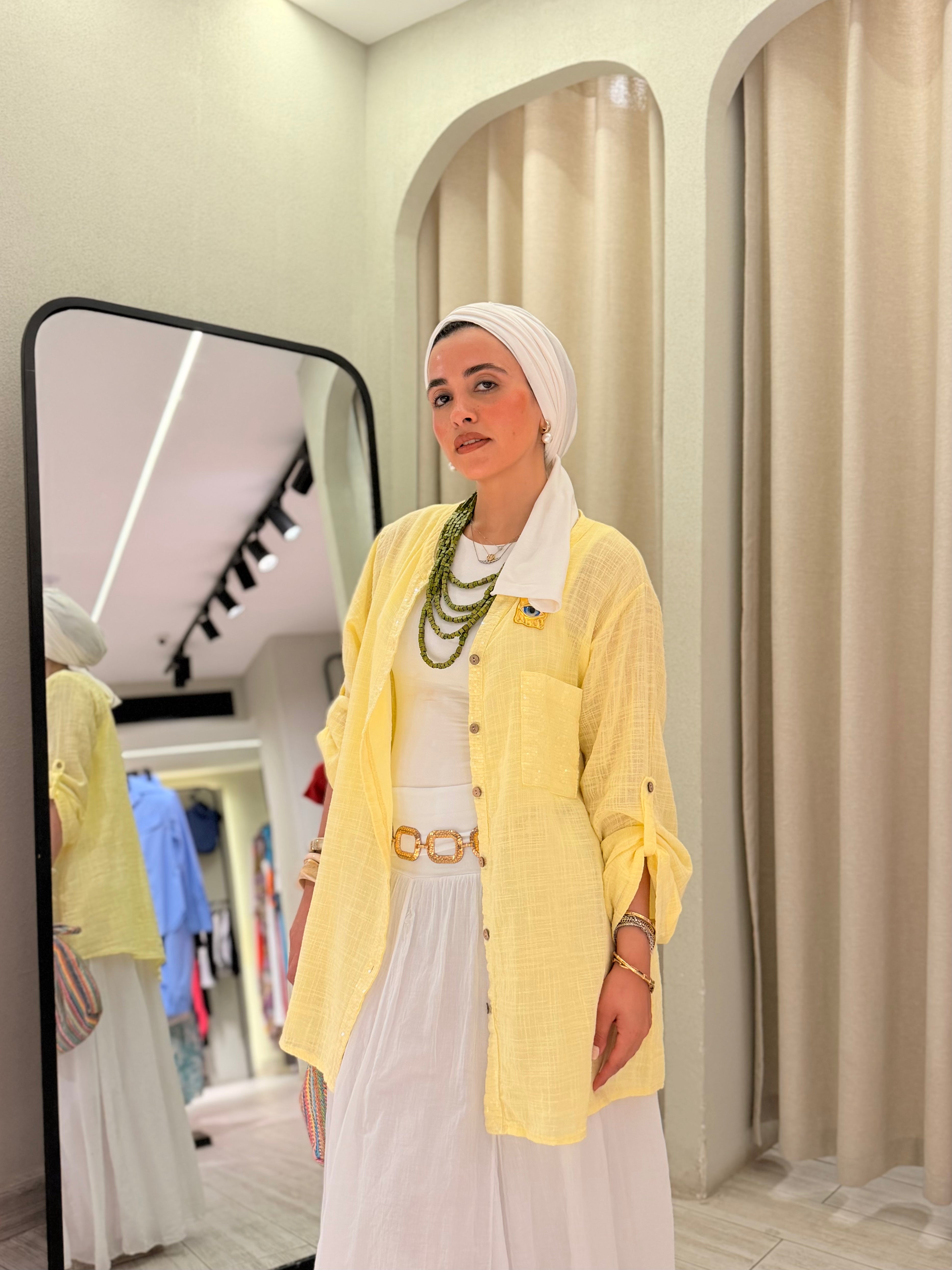 Oversized Textured Shirt – Butter Yellow