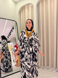 Abstract Print Maxi Dress – Black & White