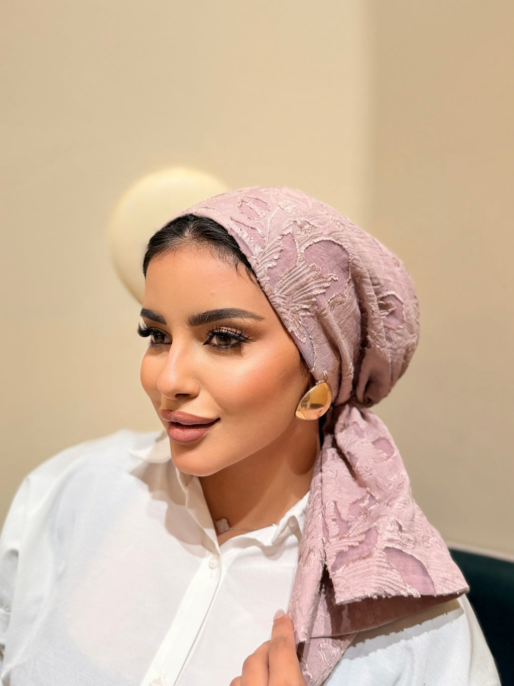 Floral Jacquard Turban — Pink