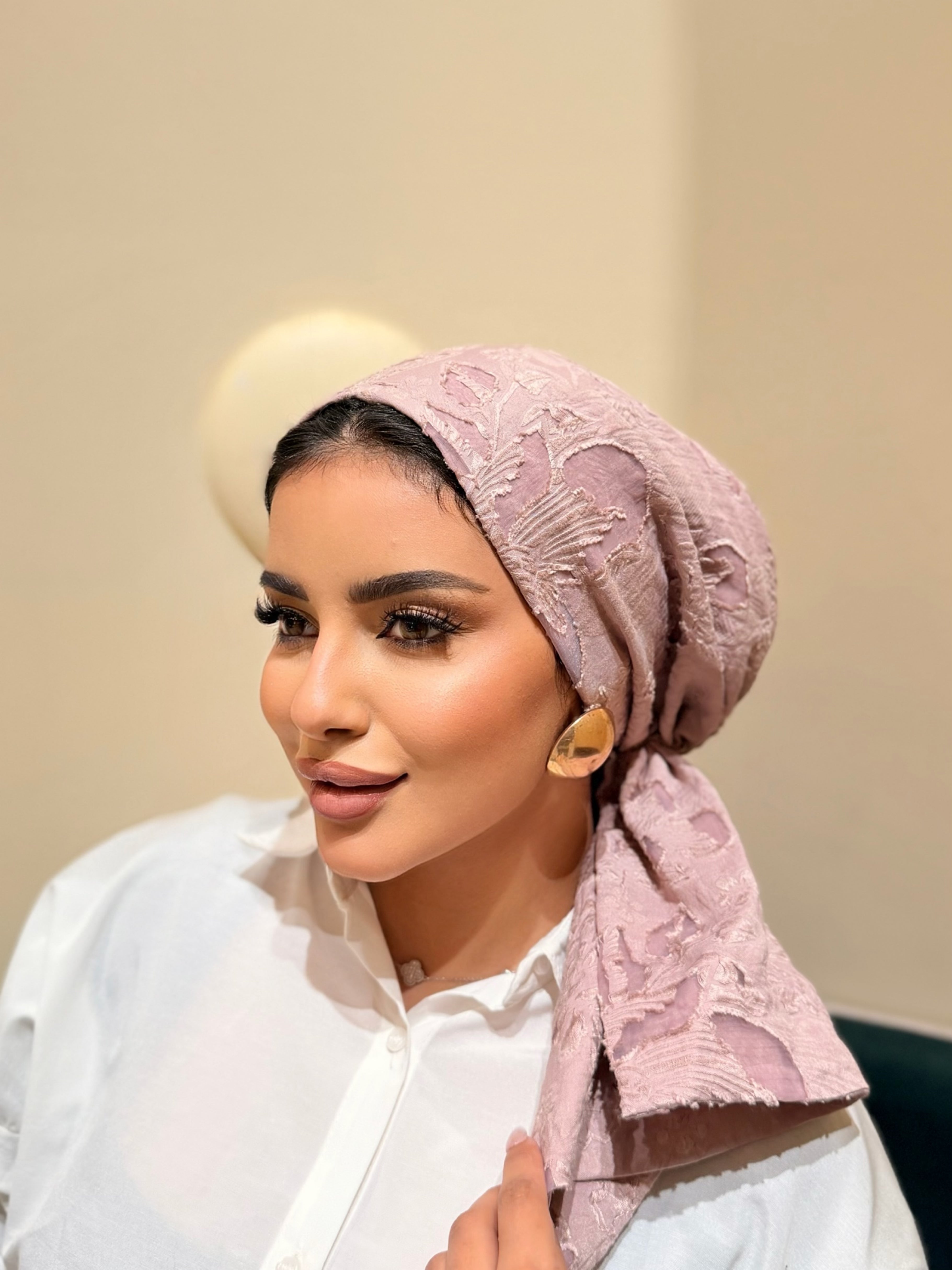 Floral Jacquard Turban — Pink