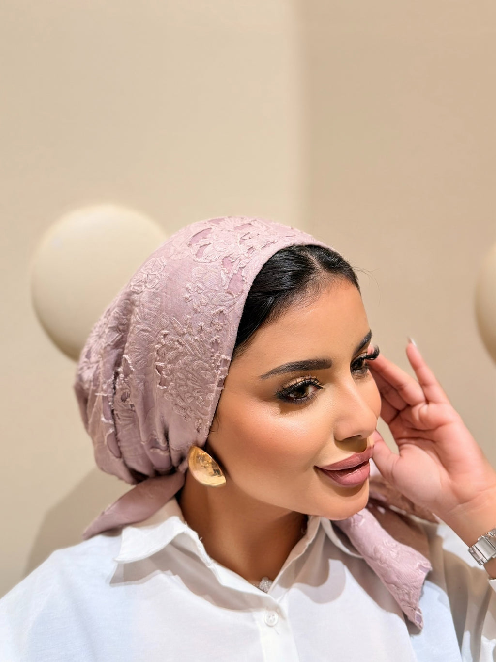 Floral Jacquard Turban — Pink