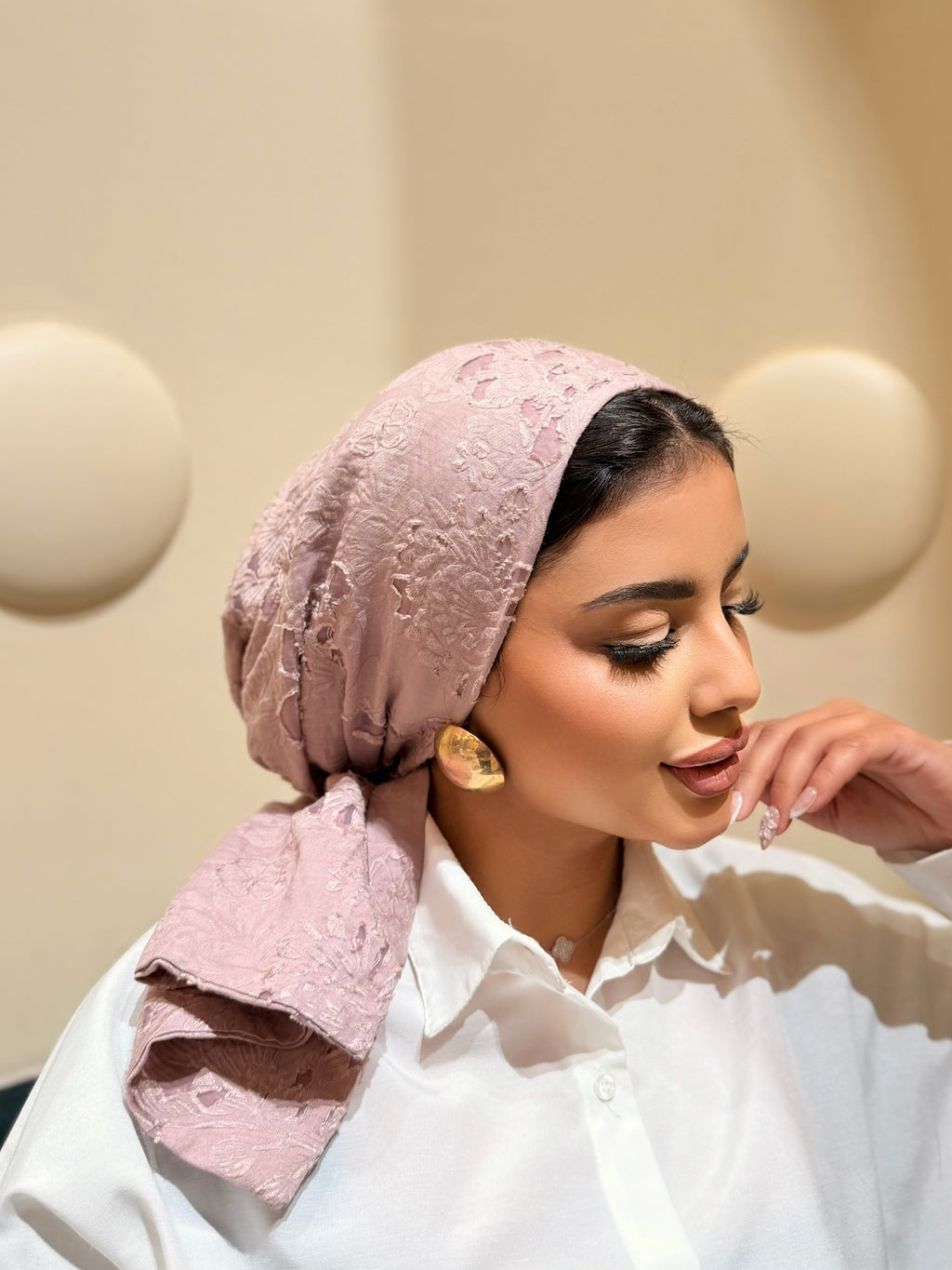 Floral Jacquard Turban — Pink