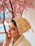 Geometric Print Turban — Mustard & Cream