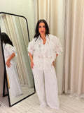 Ruffle Organza Shirt – White