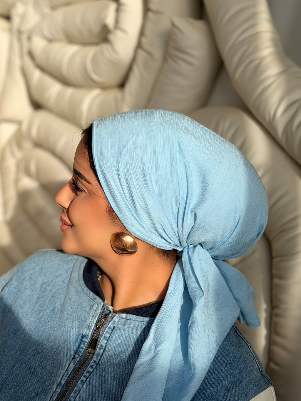 Linen Turban — Sky Blue