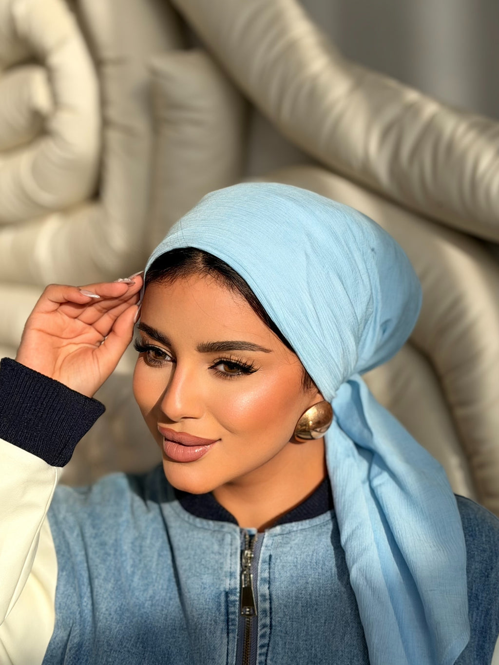 Linen Turban — Sky Blue