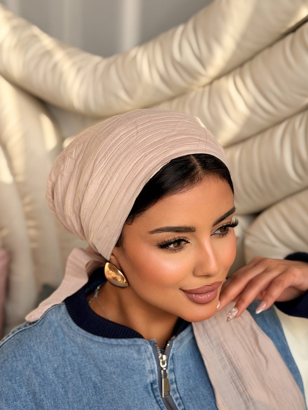 Linen Turban — Blush Pink