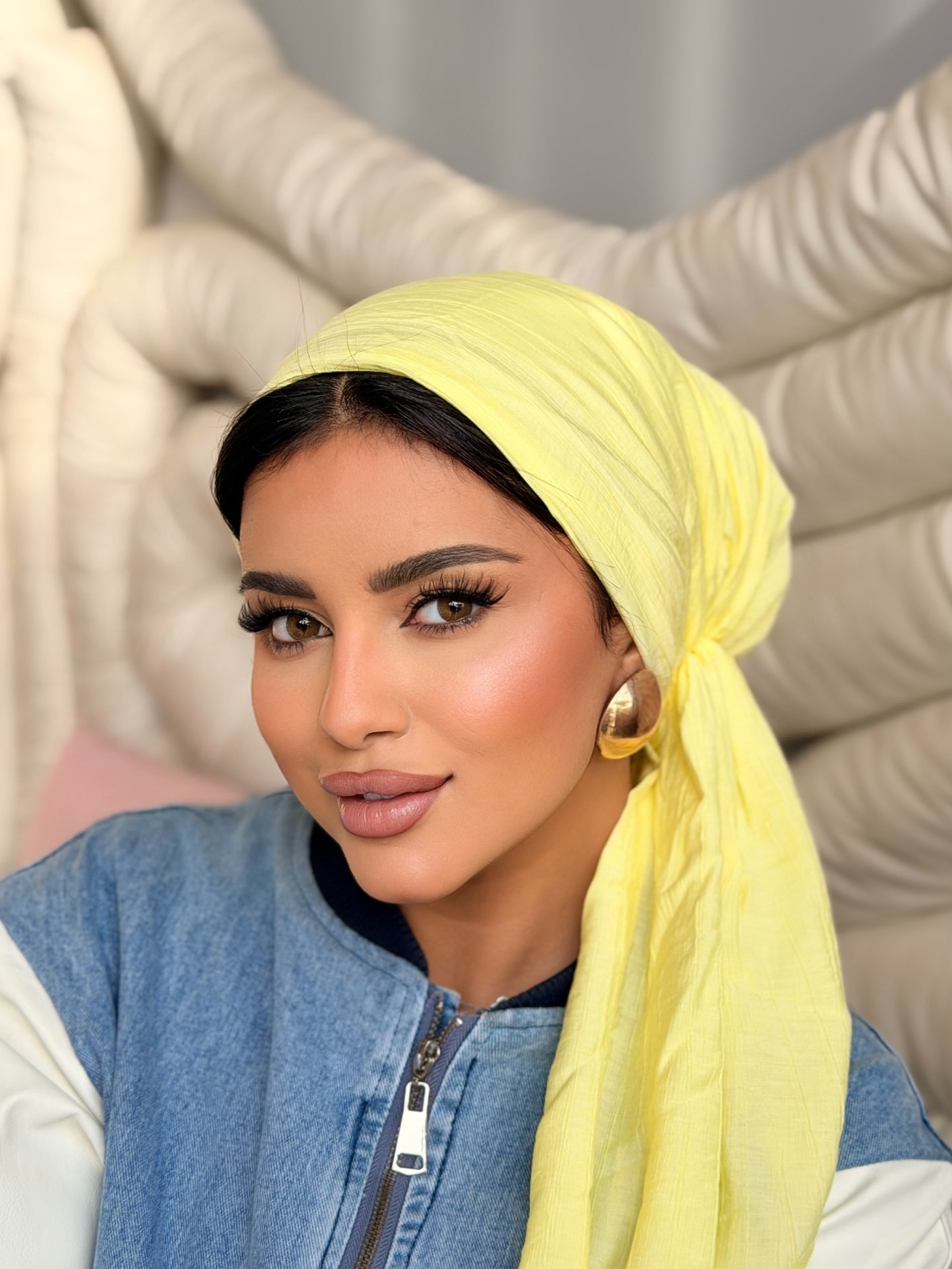 Linen Turban — Lemon Yellow