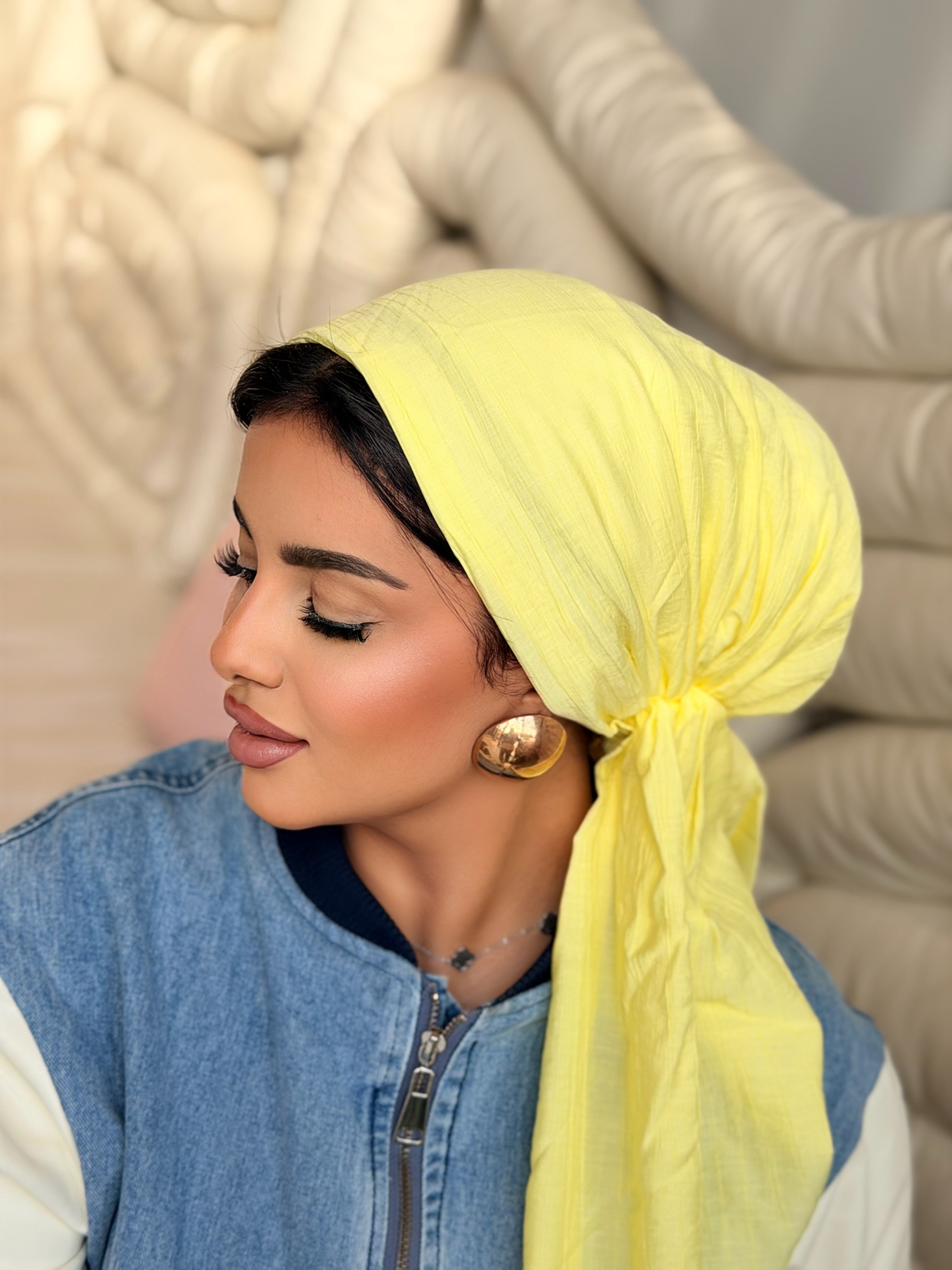Linen Turban — Lemon Yellow