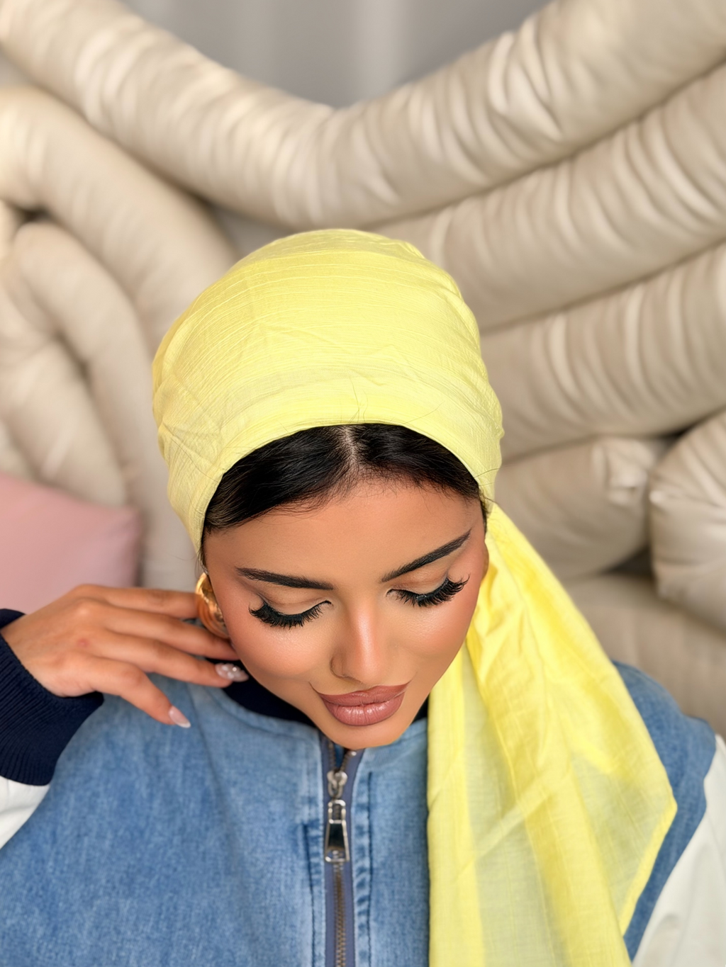 Linen Turban — Lemon Yellow