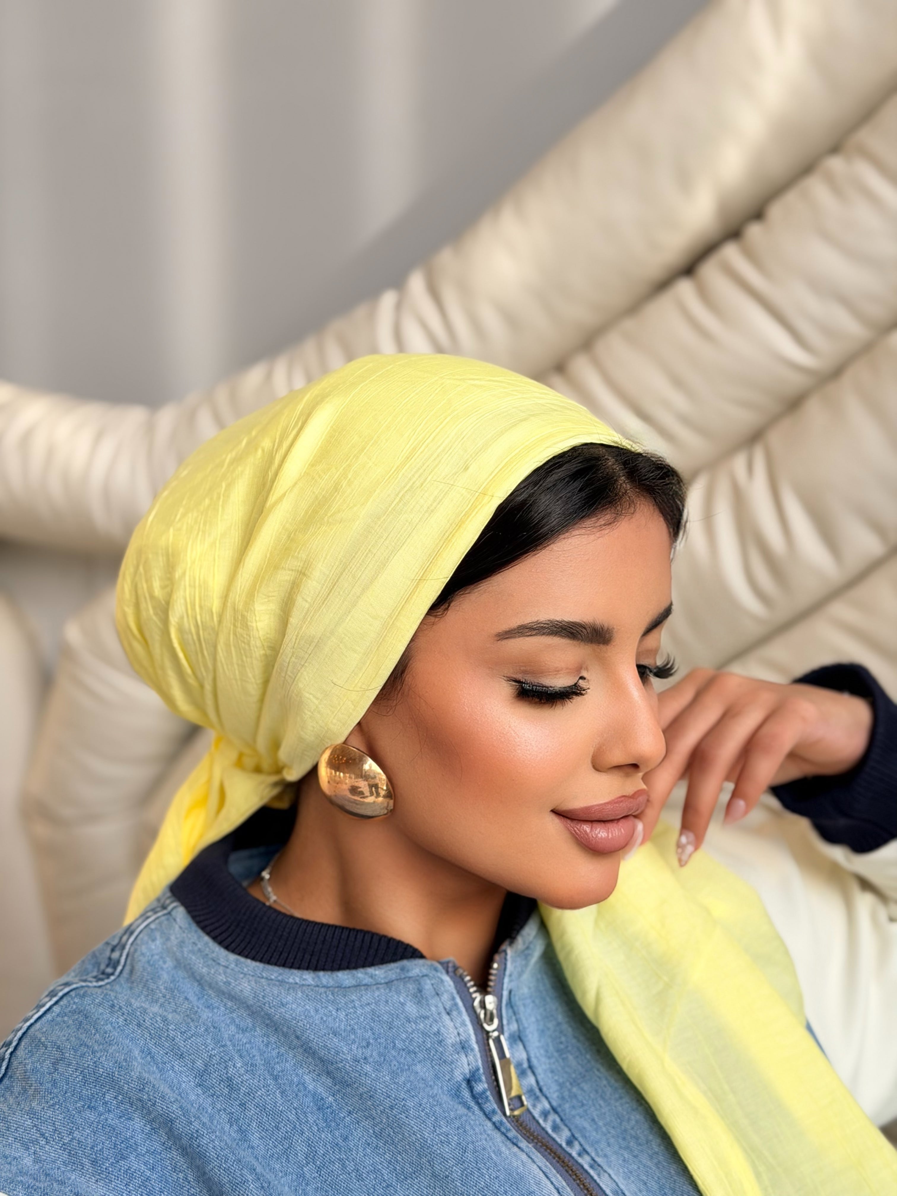 Linen Turban — Lemon Yellow