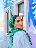 Polka Dot Head Scarf – Green & White