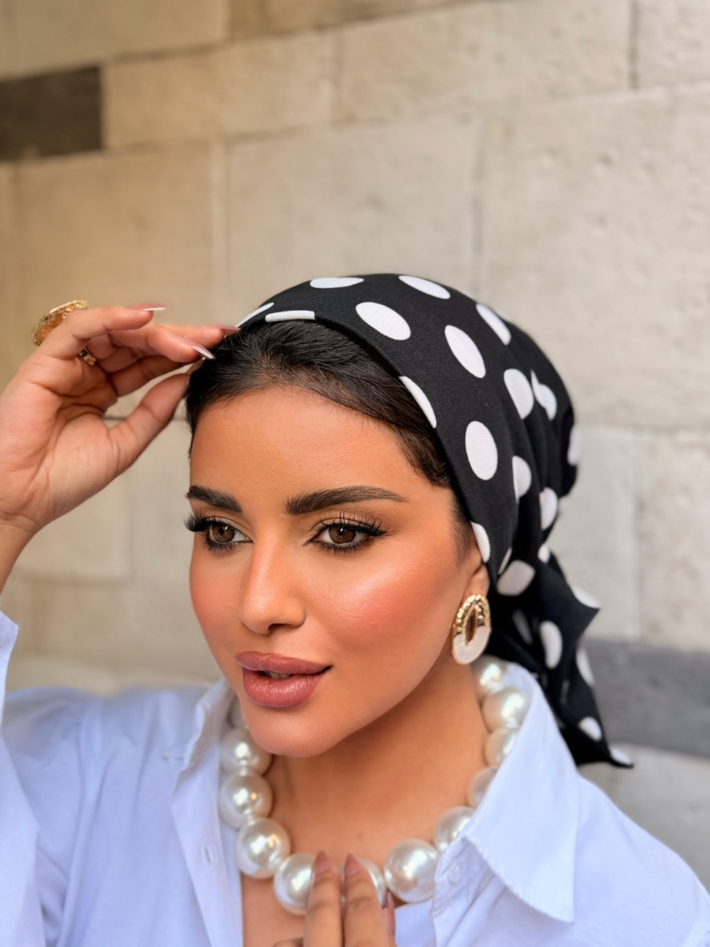 Polka Dot Head Scarf — Black & White
