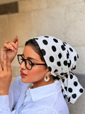Polka Dot Head Scarf — White & Black