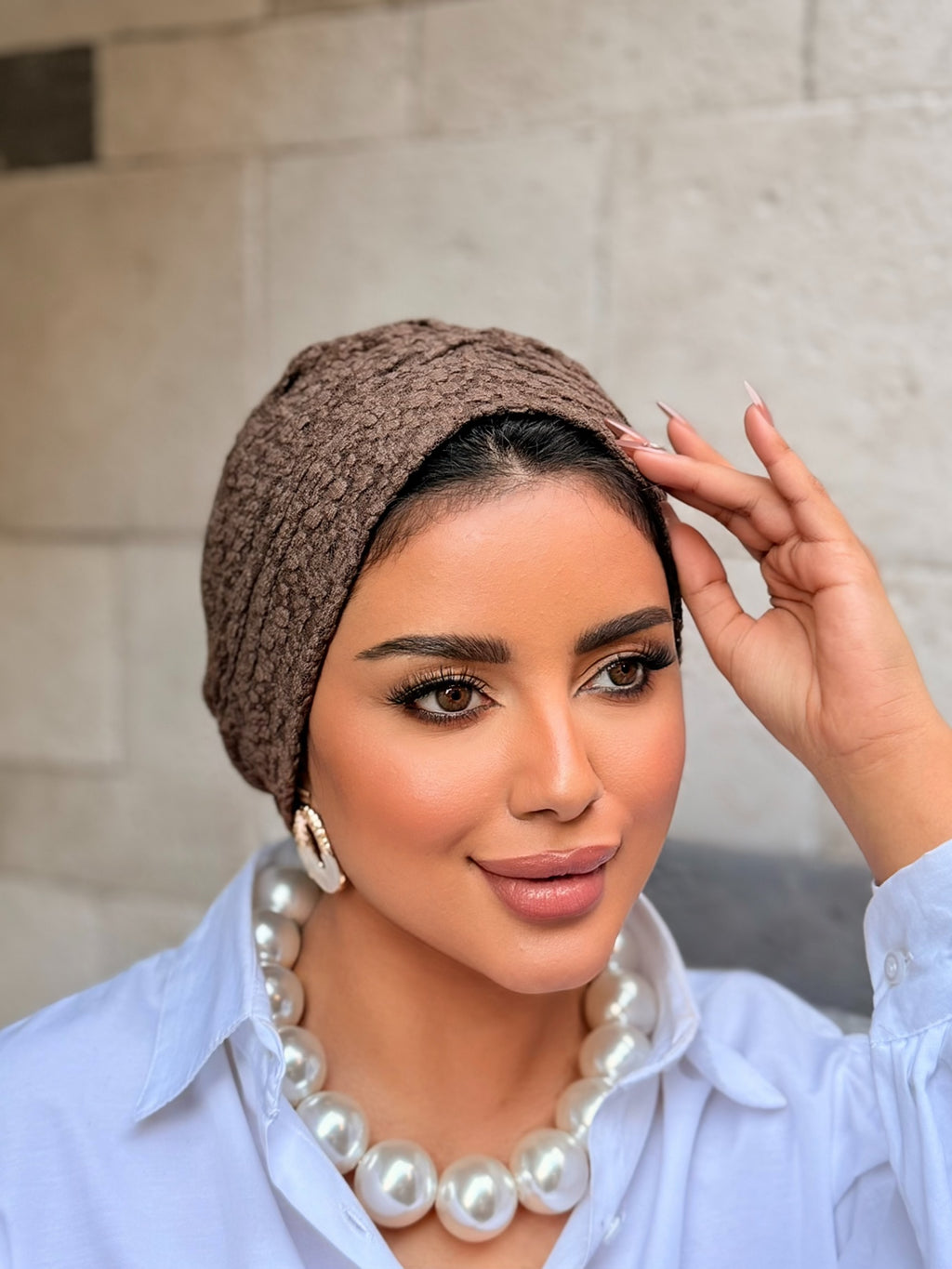 Textured Turban — Mocha Brown