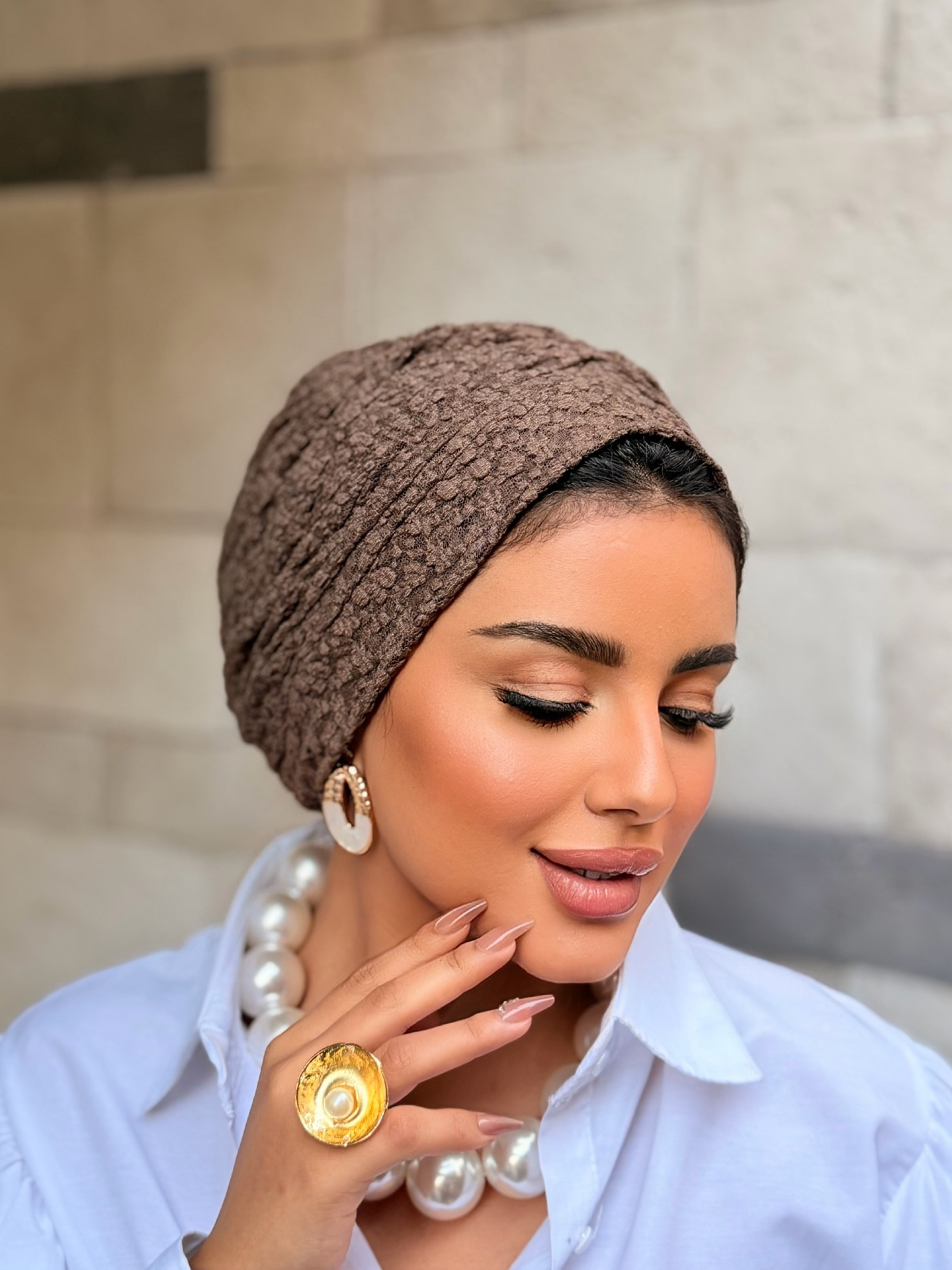 Textured Turban — Mocha Brown