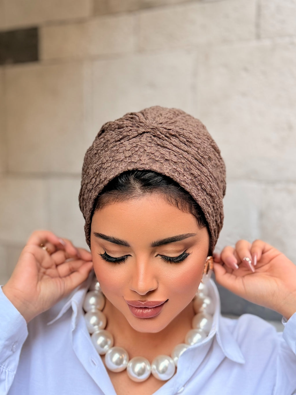 Textured Turban — Mocha Brown