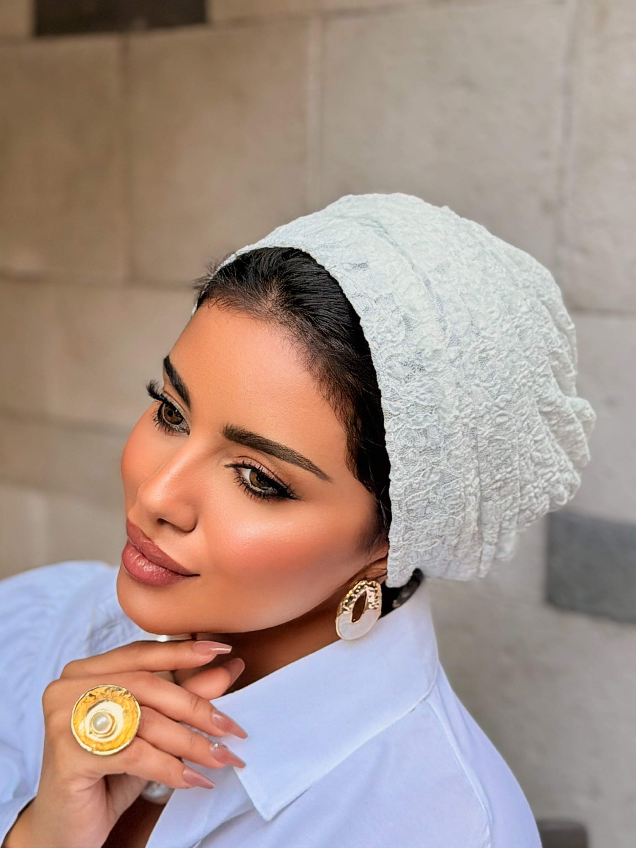 Textured Turban — White