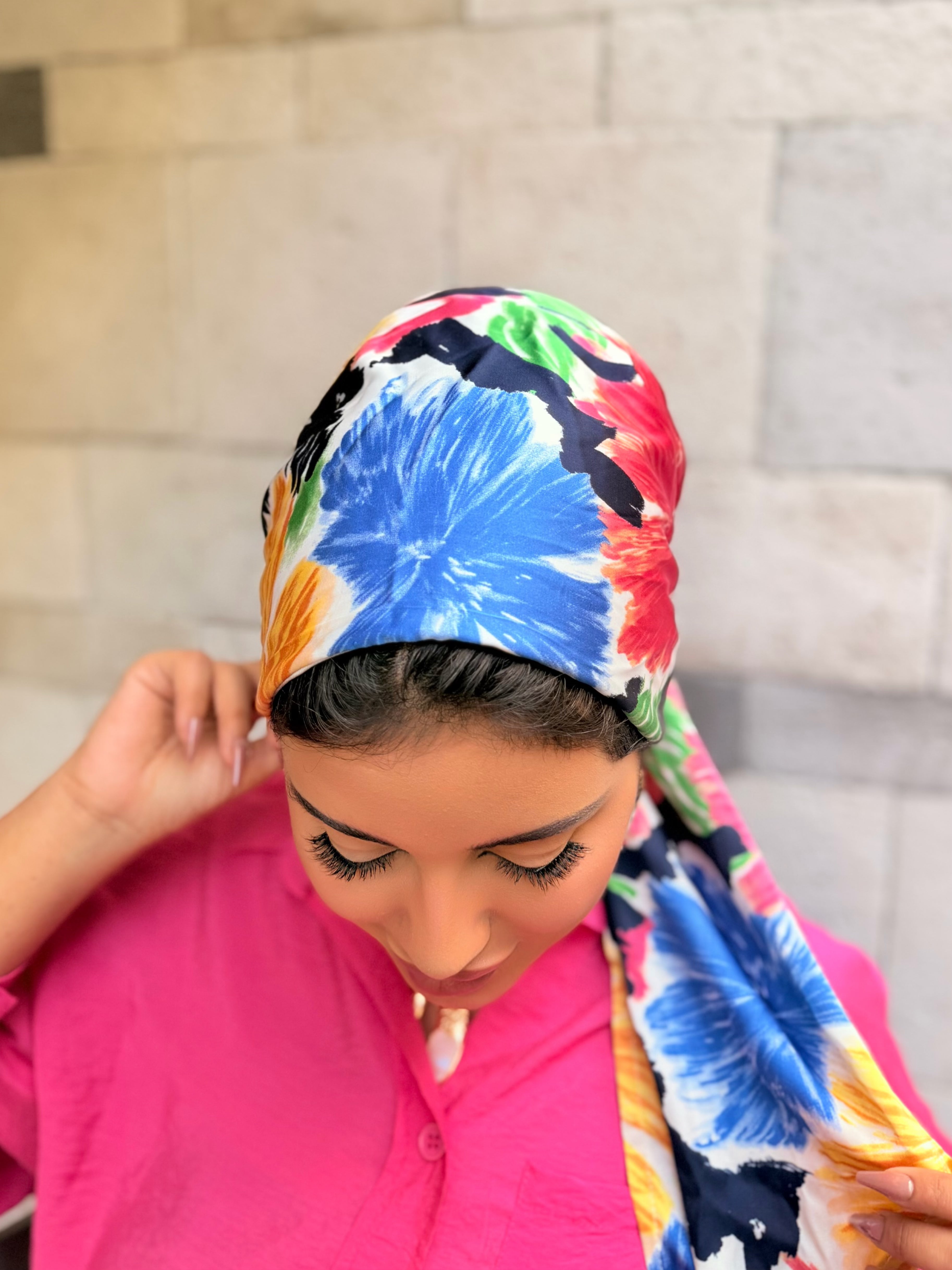 Tropical Floral Head Scarf — Multicolor