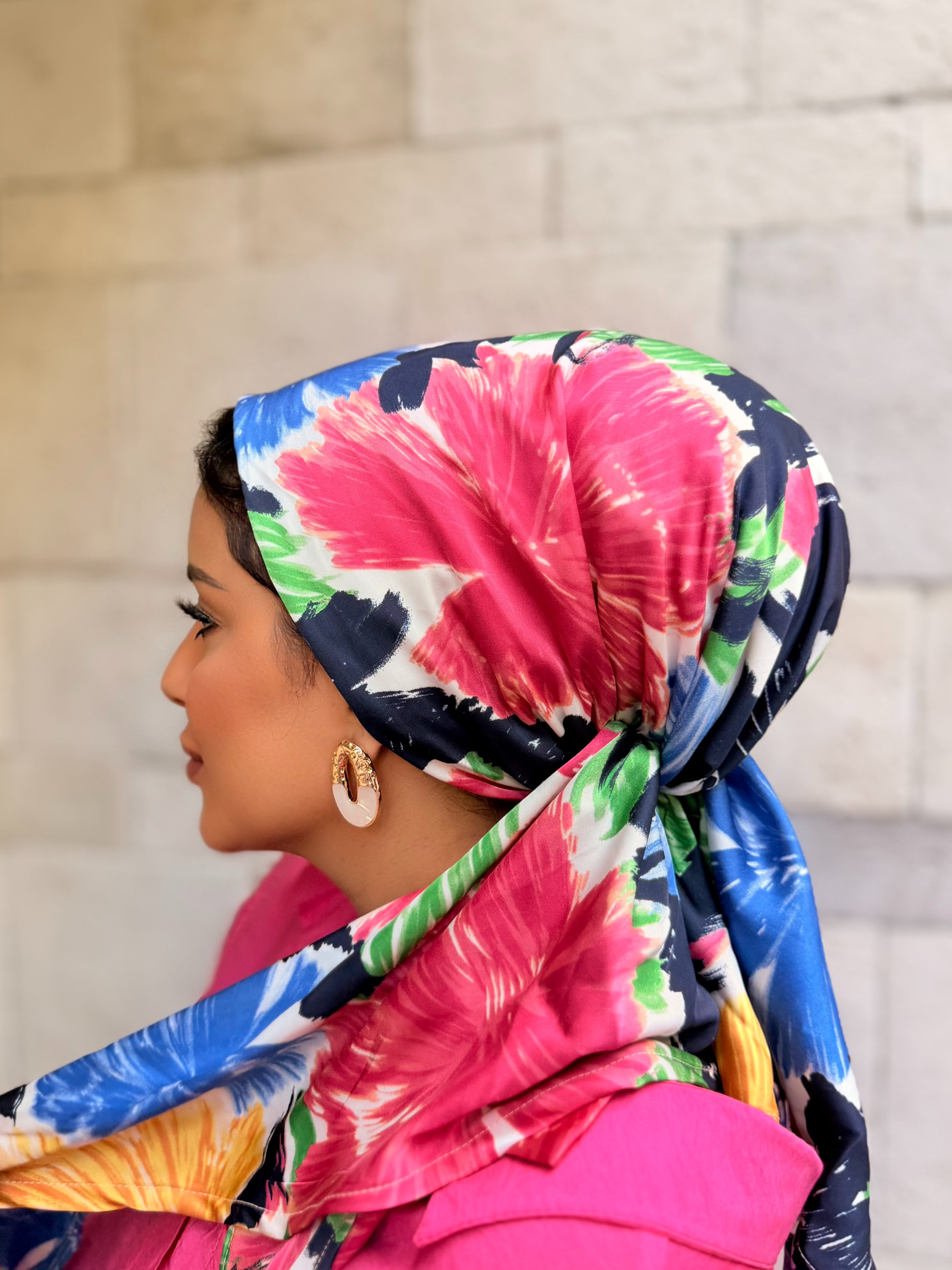 Tropical Floral Head Scarf — Multicolor