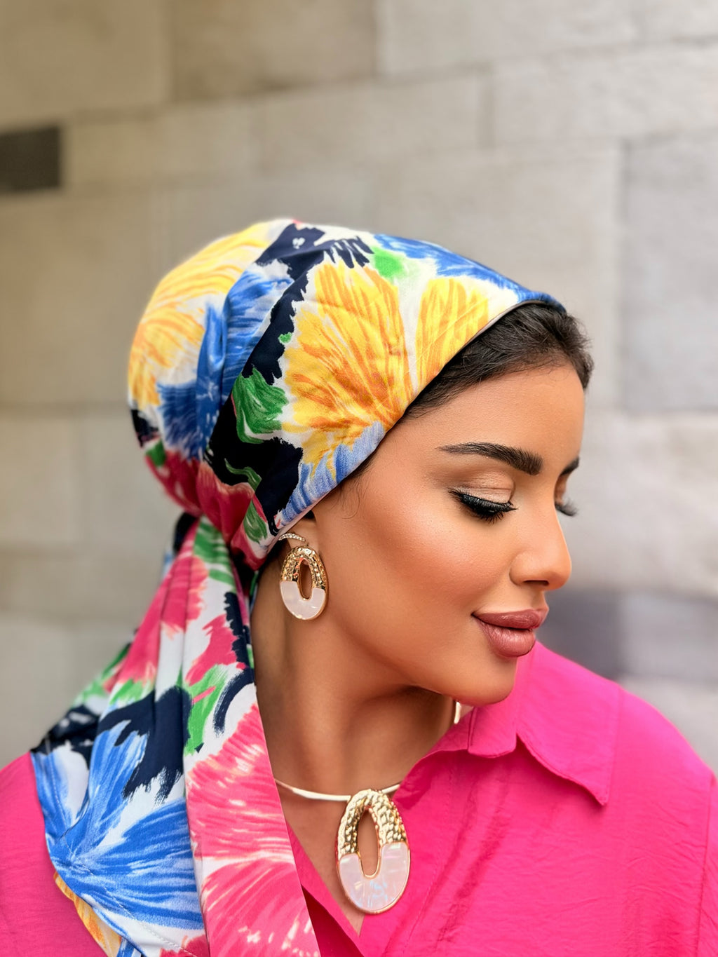 Tropical Floral Head Scarf — Multicolor