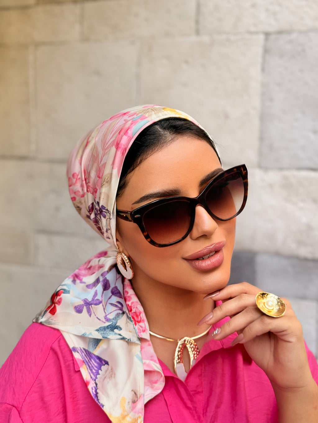 Floral Head Scarf — Pastel Multicolor