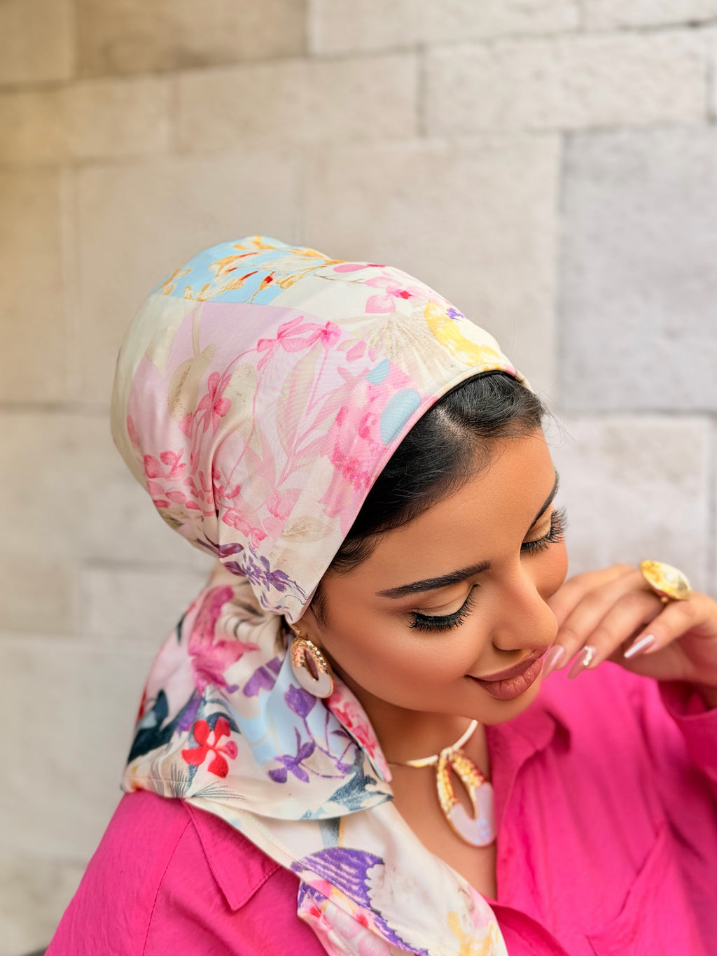 Floral Head Scarf — Pastel Multicolor