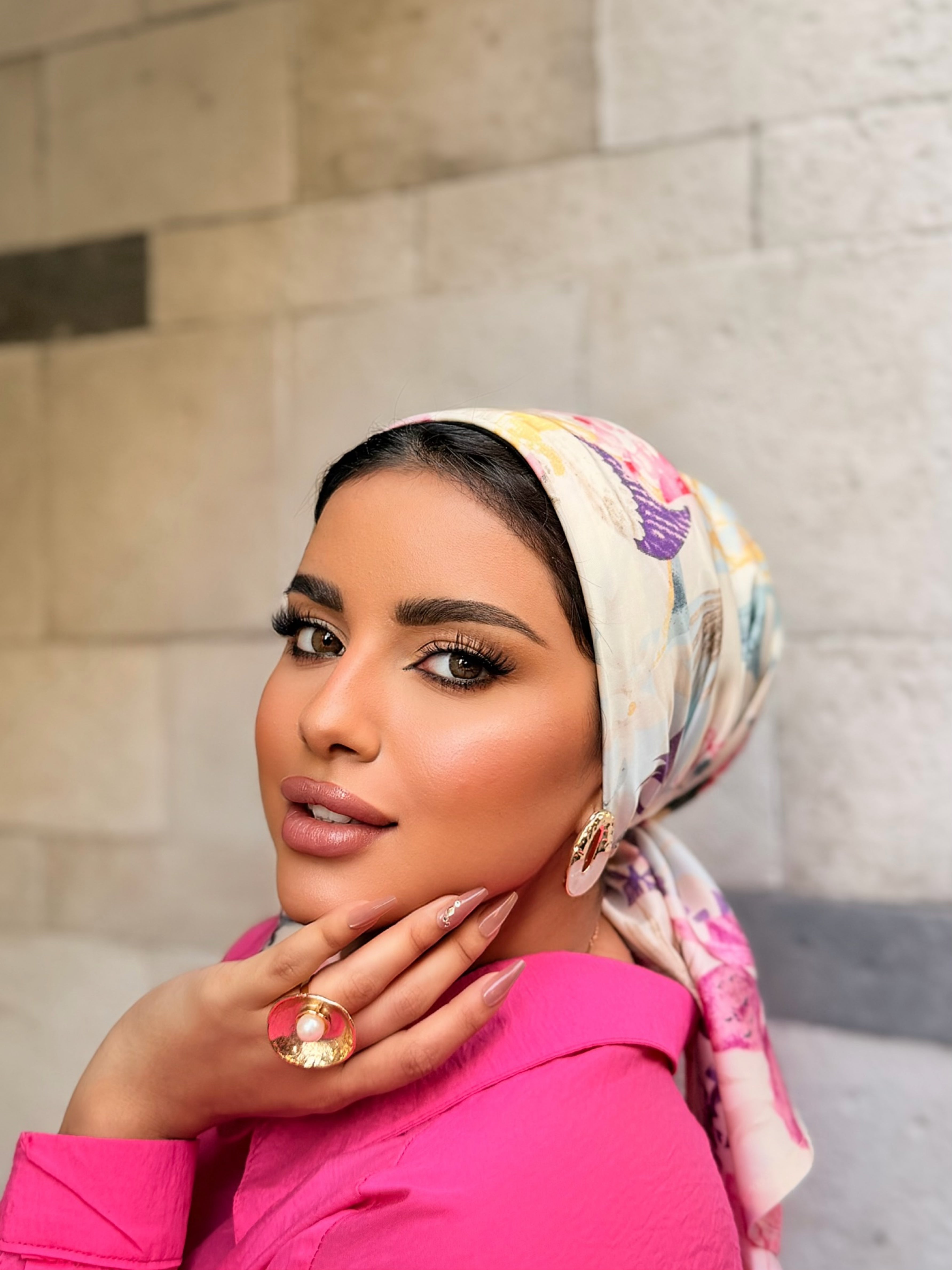 Floral Head Scarf — Pastel Multicolor