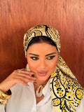 Paisley Print Head Scarf — Cream & Yellow