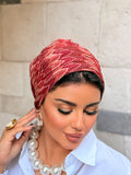Double Layer Tul Turban — Burgundy