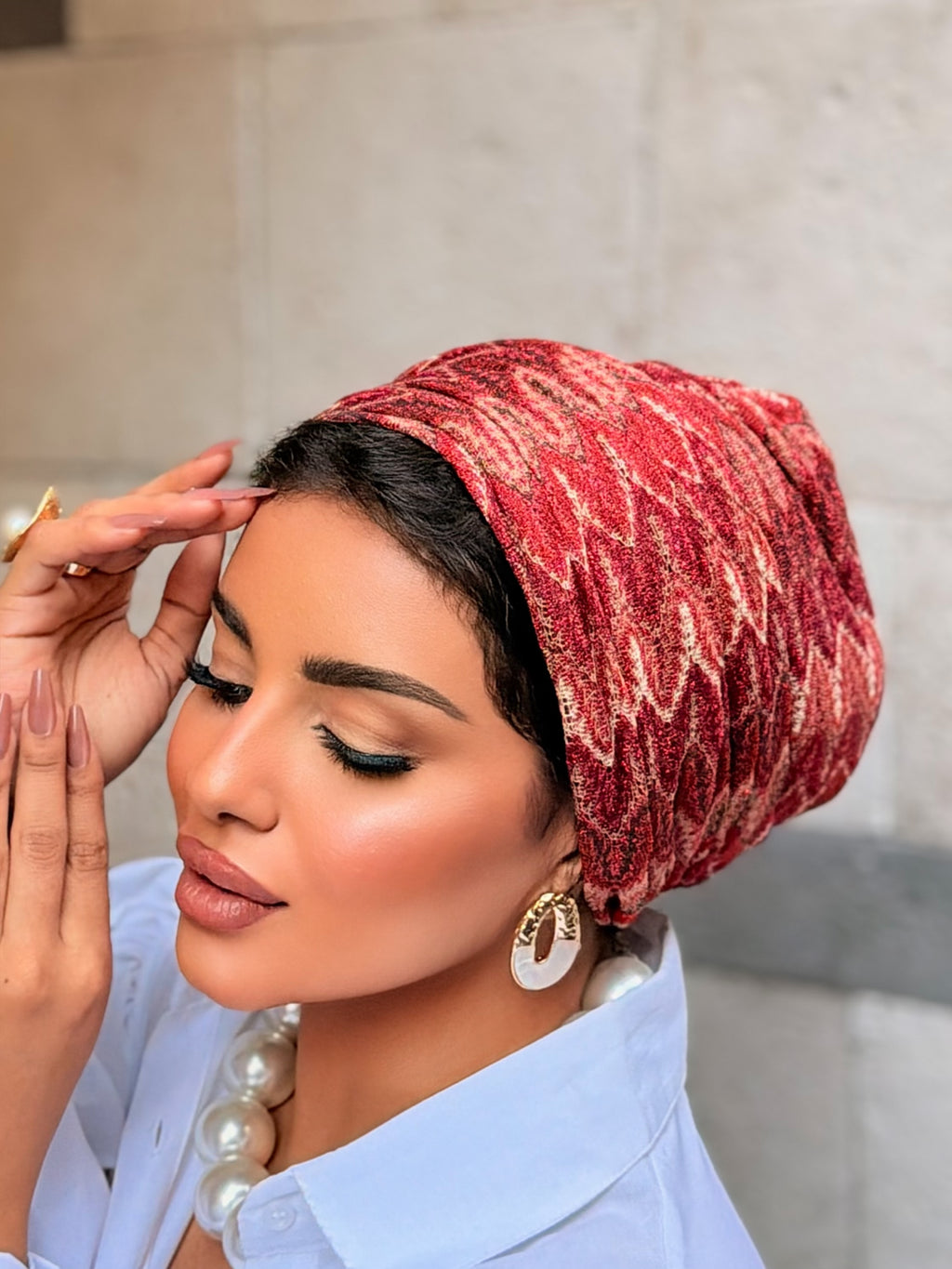 Double Layer Tul Turban — Burgundy