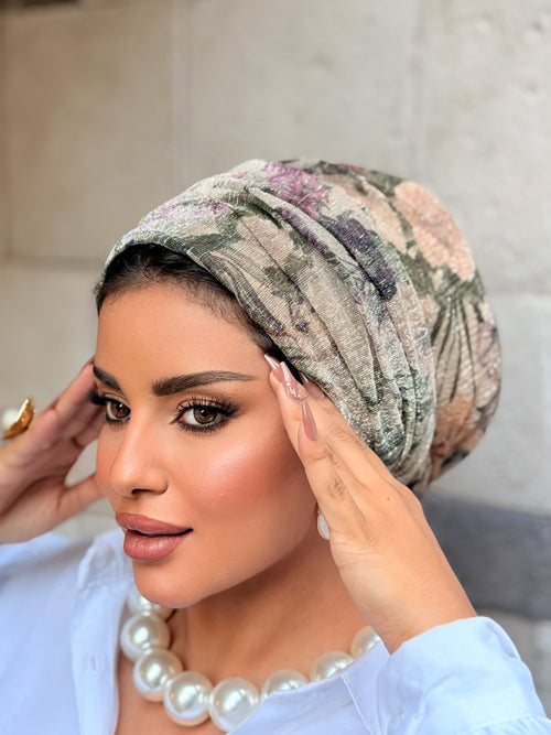 Double Layer Tal Turban — Sage & Blush Floral