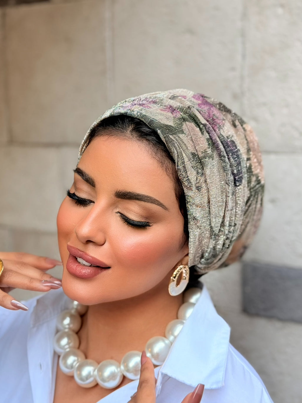 Double Layer Tal Turban — Sage & Blush Floral