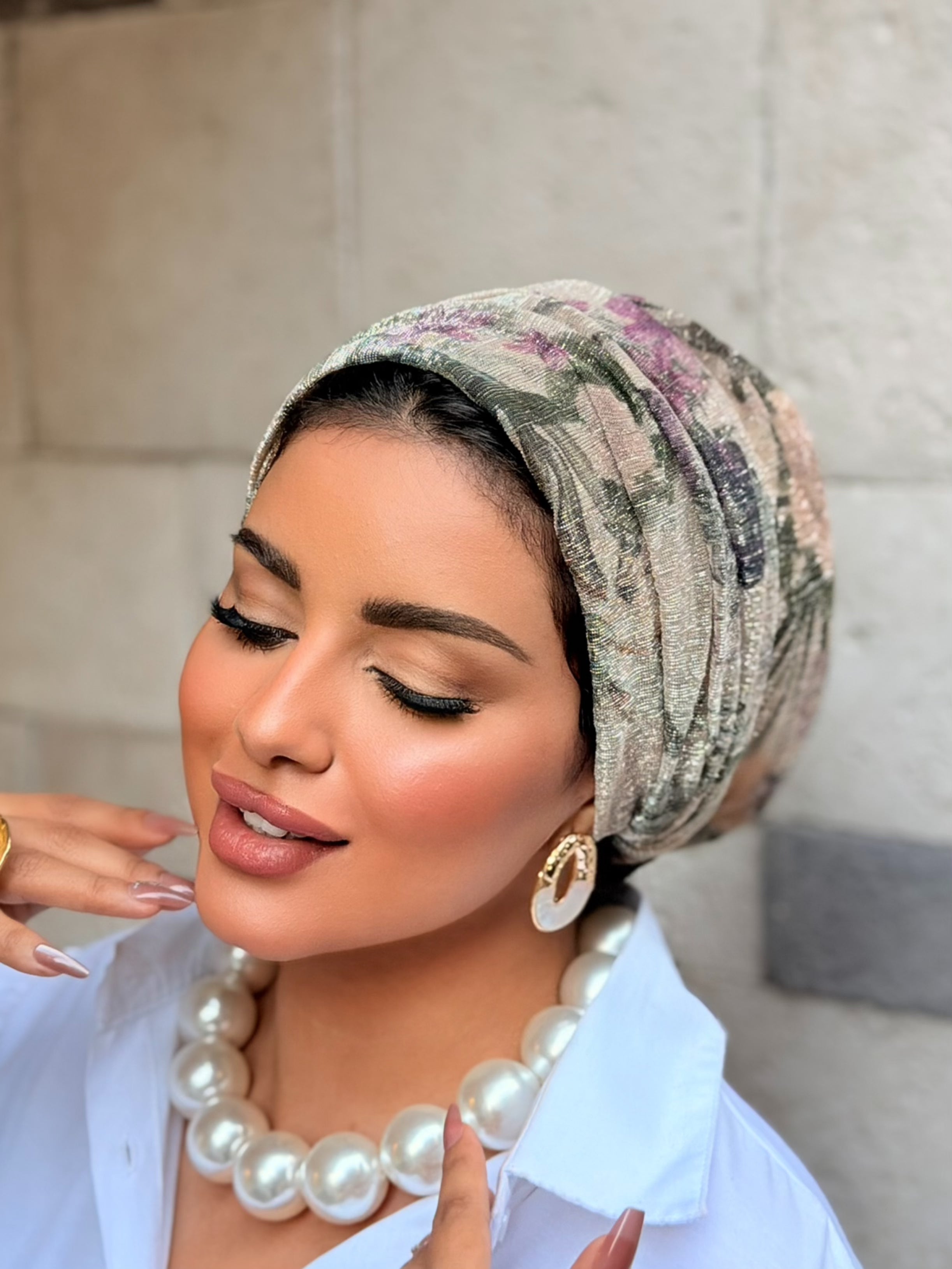 Double Layer Tal Turban — Sage & Blush Floral
