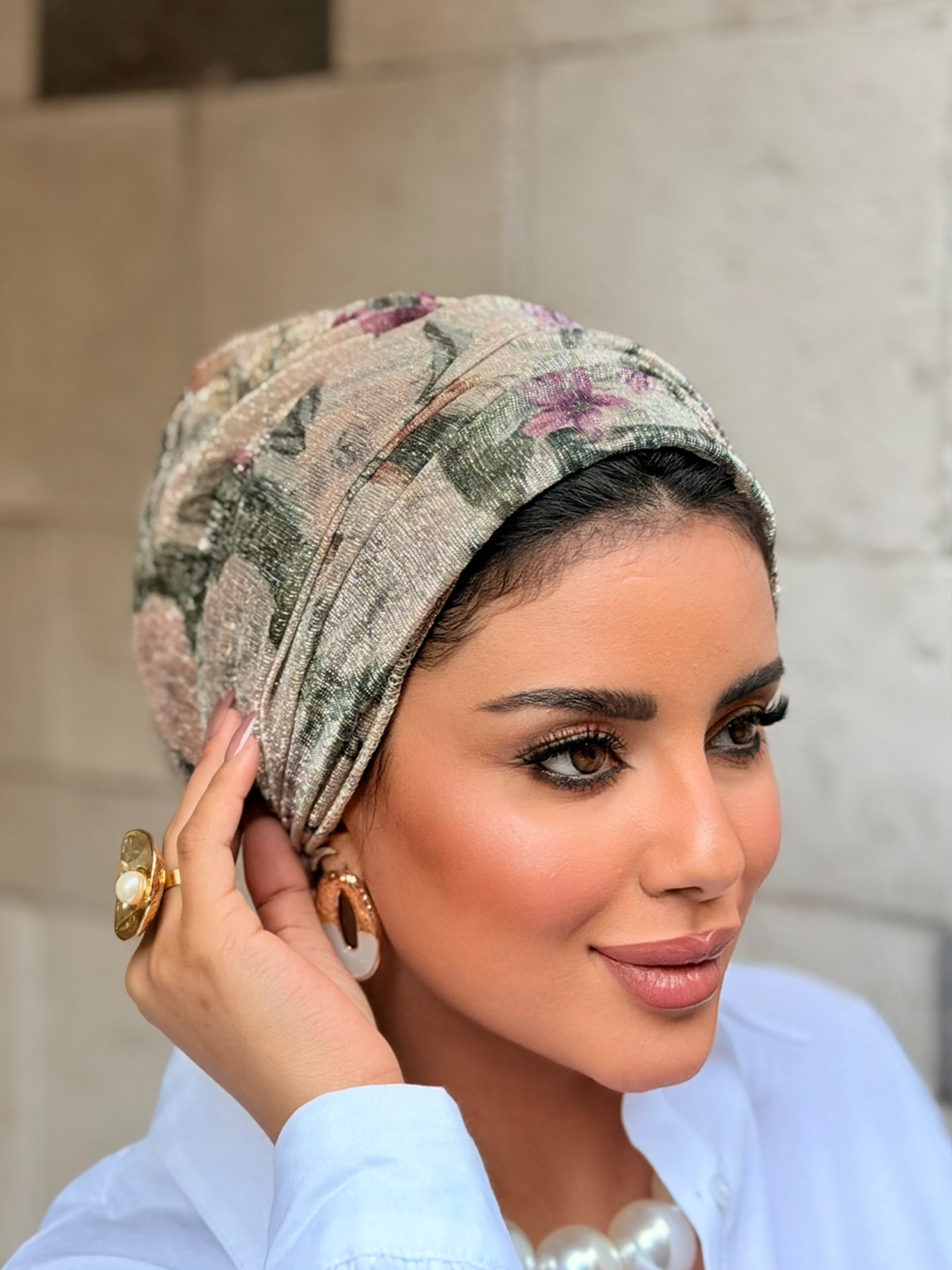 Double Layer Tal Turban — Sage & Blush Floral