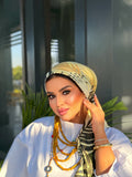 Tropical Leaf Head Scarf – Olive & Black