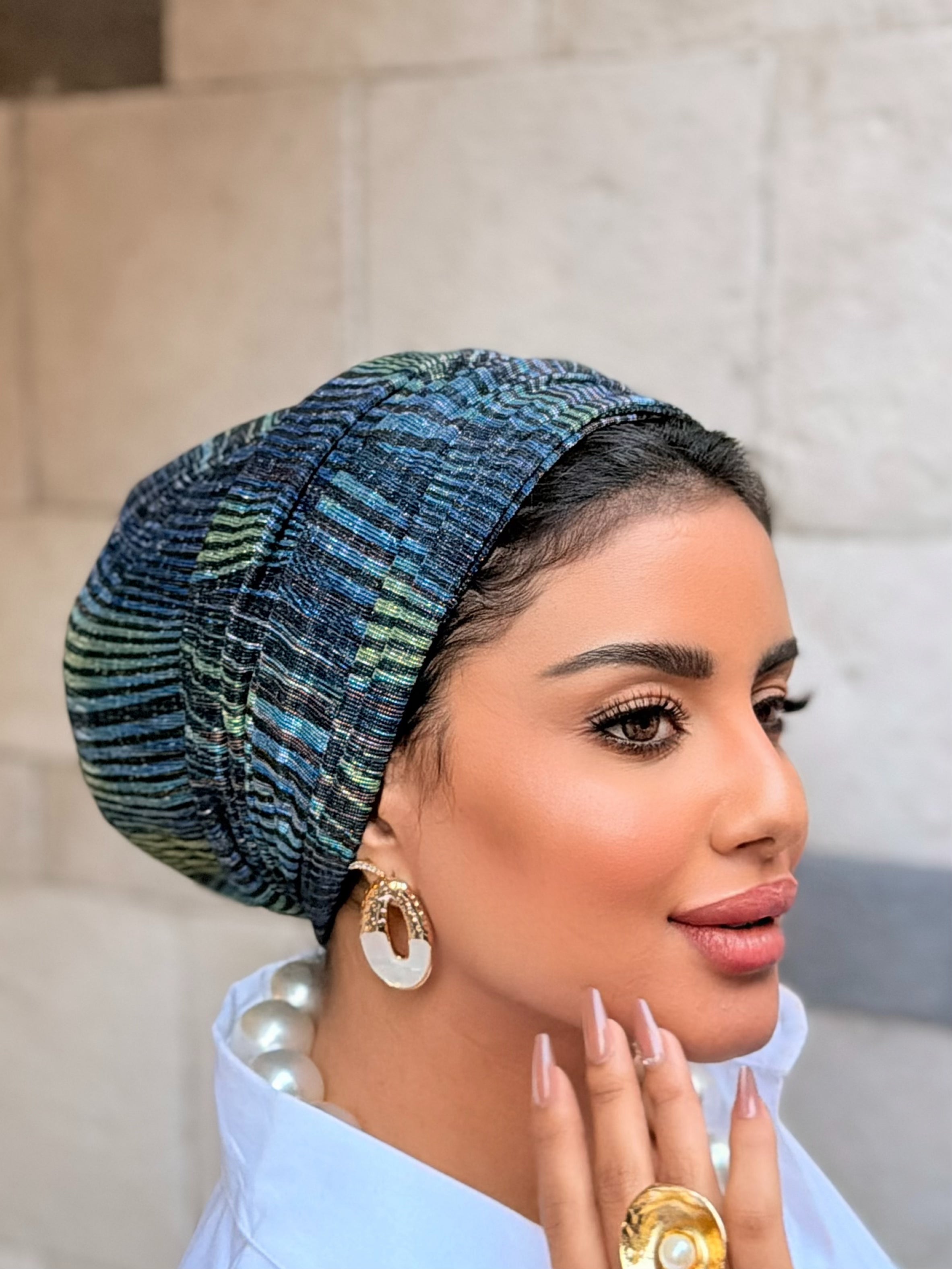 Double Layer Tal Turban — Blue
