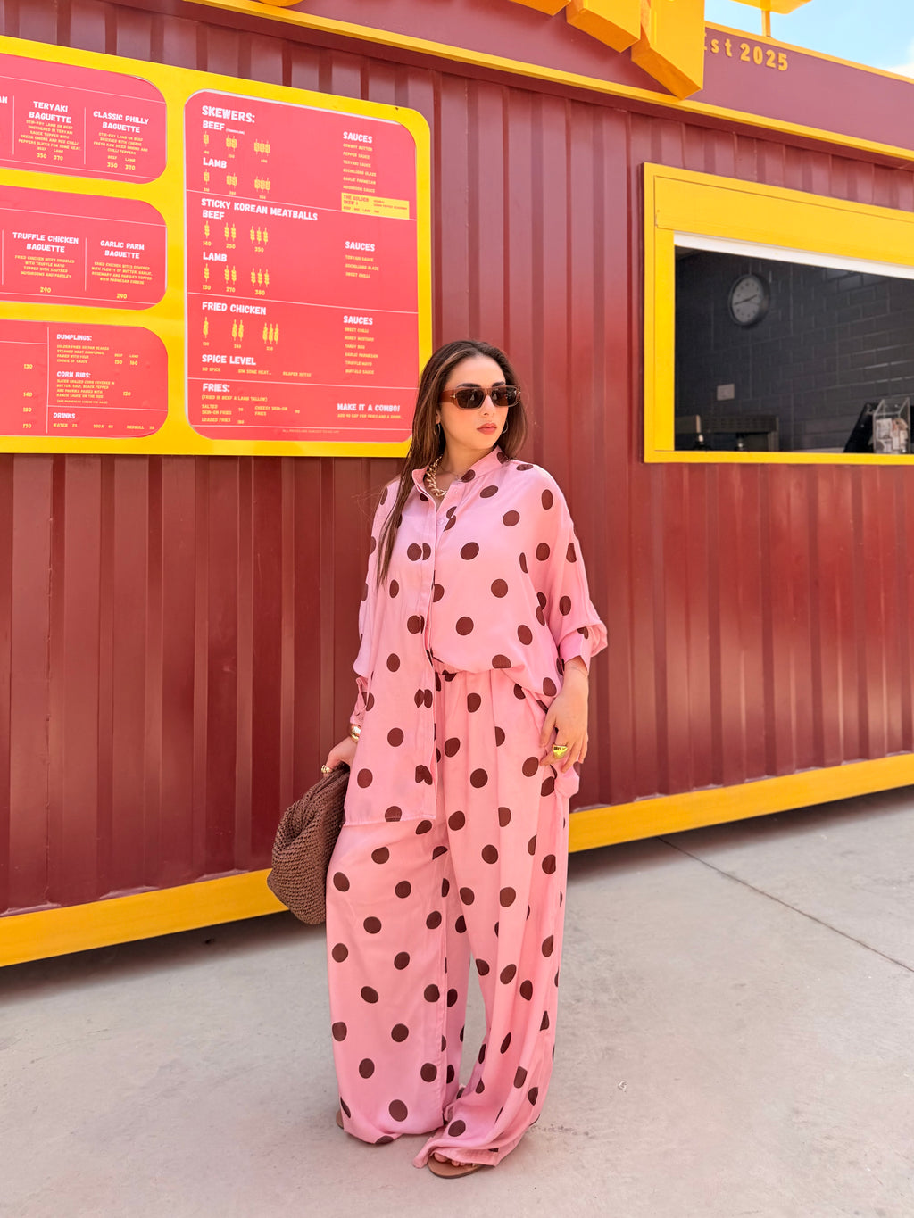 Polka Dot Matching Set – Pink & Brown