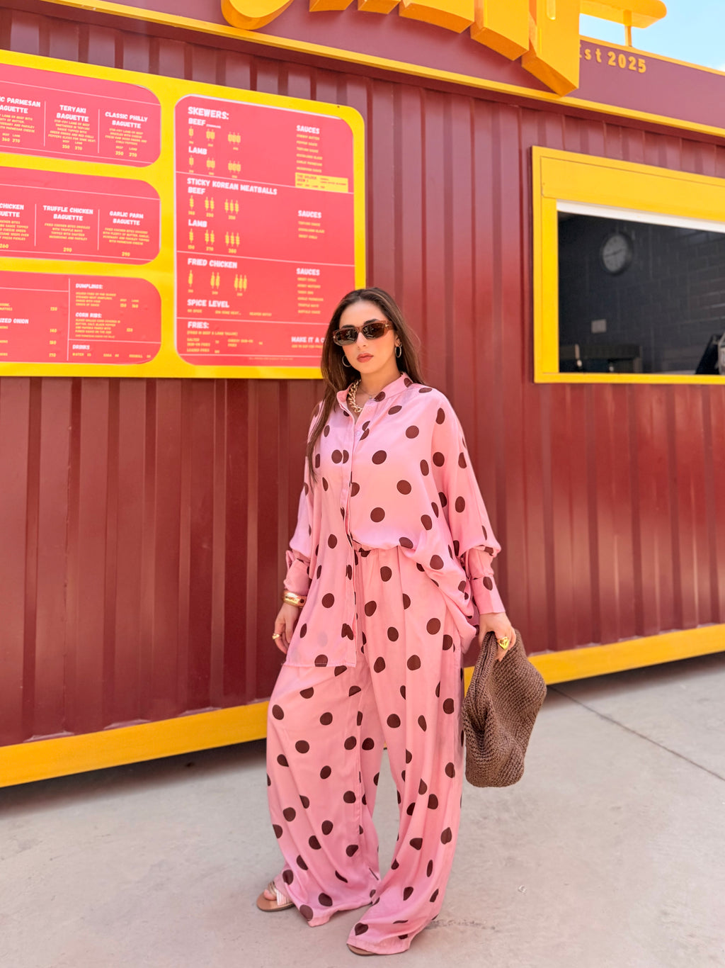 Polka Dot Matching Set – Pink & Brown