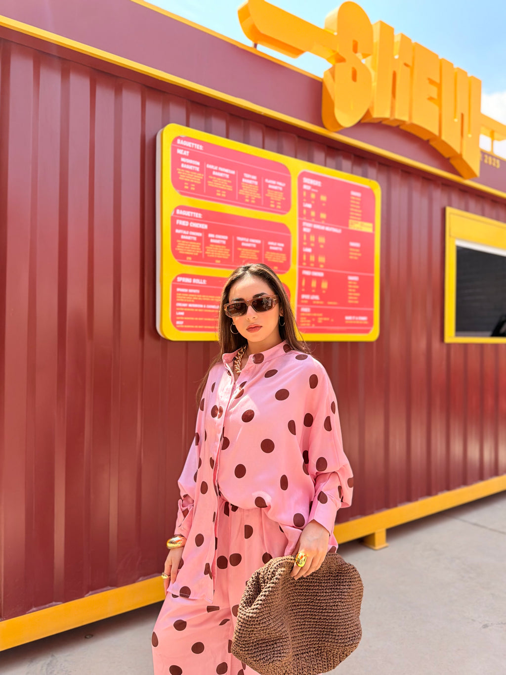 Polka Dot Matching Set – Pink & Brown