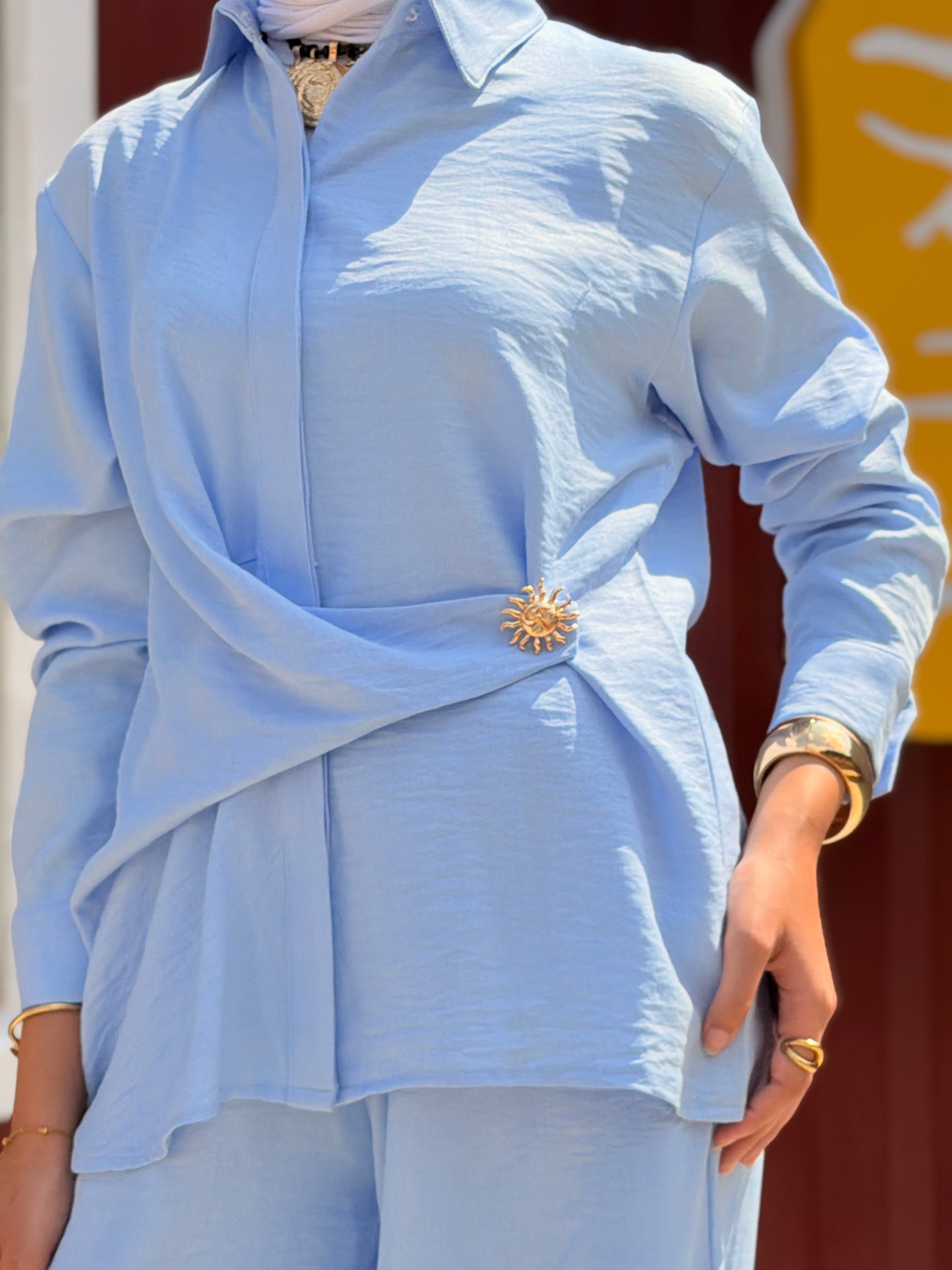 Linen Shirt & Pants Set – Baby Blue