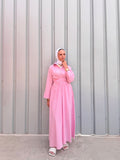 Striped Wrap-Waist Maxi Dress – Pink